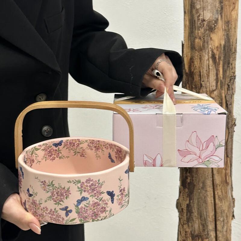 Jun Seventeen Vintage Crape Myrtle Ceramic Fruit Basket 1 Piece