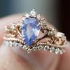 Light Luxury Princess Crown Rose Gold Ring, European and American Jewelry Inlaid with Water Drop Colored Diamond Ring for Women