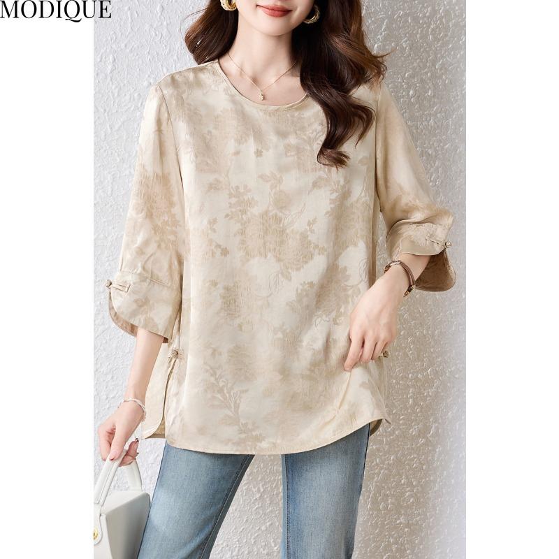 MODIQUE Spring Summer Plus Size New Women Loose Vintage Solid Basic Blouse Shirts Female Casual Slimmer Short Sleeve V-Neck Top
