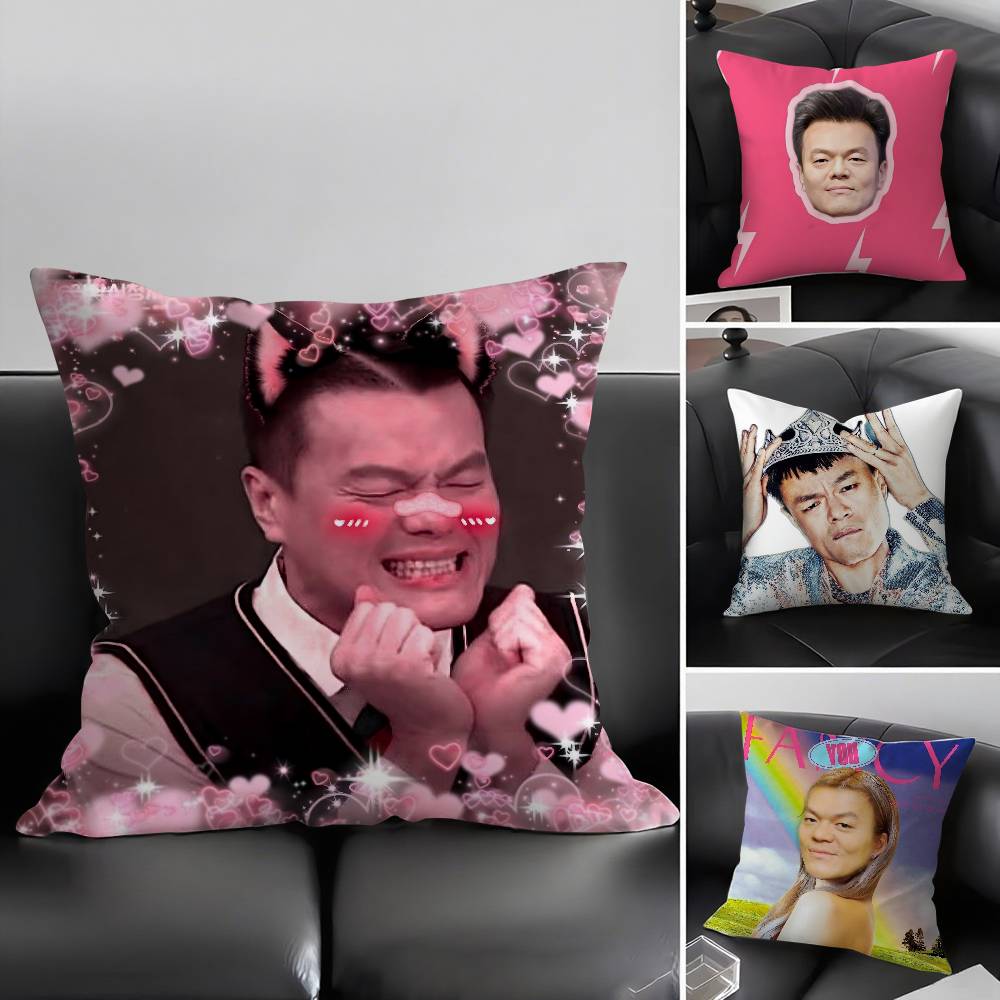 Funny J-Jyp Meme Pillow Case Office Sofa Dorm Chair Back Short Plush Double-Sided Printing Home Cushion Cover