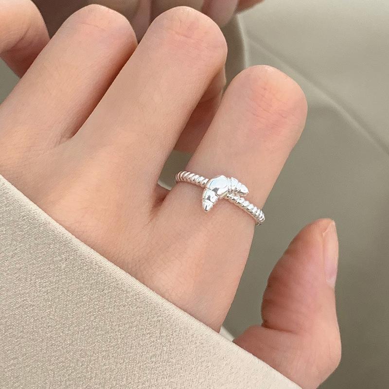 925 Sterling Silver Retro Brushed Open Finger Ring - Women's High-End Niche Light Luxury, Trendy and Non-Fading.