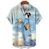 2026 Men's Summer Casual Short Sleeved Shirt Anime Characters Full Print Beach Vacation Versatile Shirt