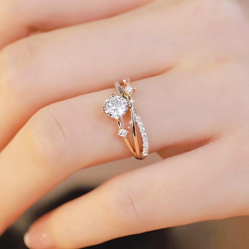 1PC Adjustable Premium Platinum/Rose Gold Plated Ring Ladies, Cosmic Track Planet Glitter Diamond Ring Ladies