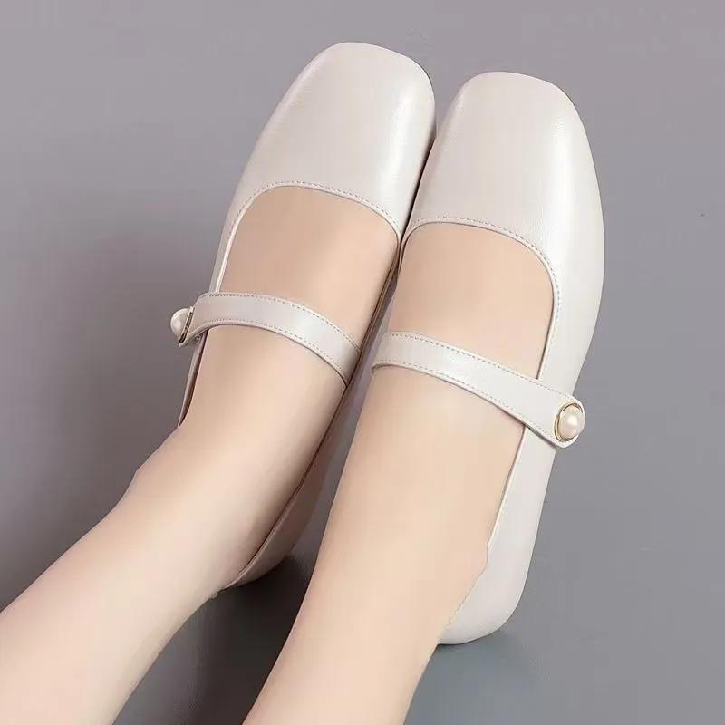 women cute beige round toe light weight spring slip on anti skid flat shoes lady cool apricot office work shoes ab494