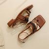 Fashion New Summer Sandals Square Toe Chunky Heels Fashion Sandals Shoes for Women Zapatos Mujer Retro Gladiator Shoes Low Heel Sandals