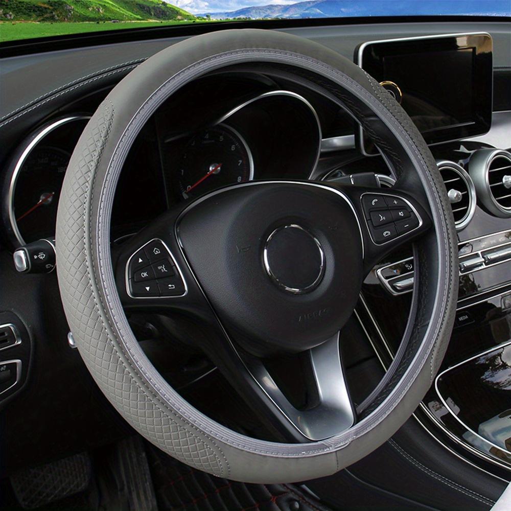 

Чехол на руль автомобиля без внутреннего кольца из искусственной кожи с тиснением 3D, удобный и мягкий, подходит для рулевого колеса с внешним диаметром 37-38 см, автомобильные аксессуары серый