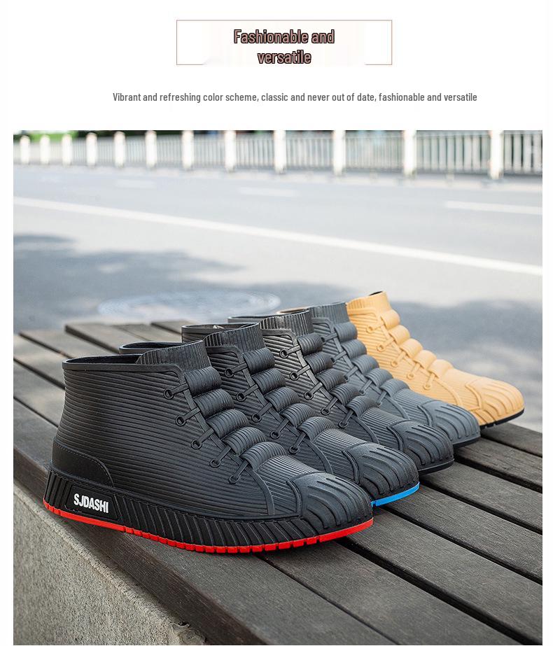 Men's Non-Slip Waterproof Short Rain Boots for Kitchen, Car Washing, Fishing, and More