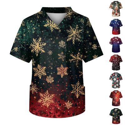 Men's Short Sleeve V-Neck Print Chest Pocket Care Top