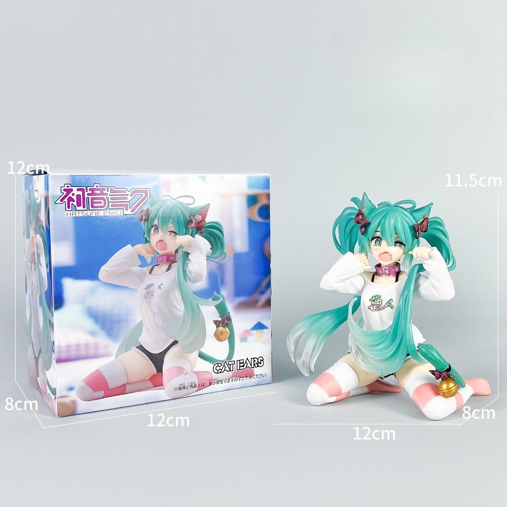 Hatsune Miku Desktop Cute Actionfigur 11cm Neko T-Shirt Ver. Anime Figur Kawaii Mädchen Modell Spielzeug Geschenk