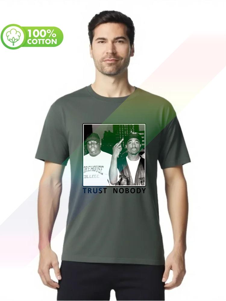 100 cotton round neck heavy weight Unisexs Tshirt TUPAC BIGGIE TRUST NOBODY Tshirt BIG 2PAC HipHop S3XL Tops Tees S