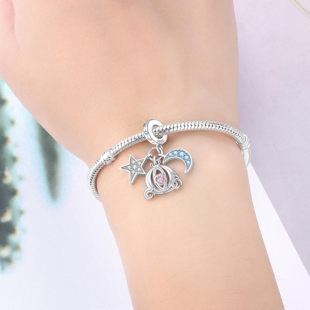 PANPOKI Copper Metal Star Moon Pumpkin Carriage Bead Components Authentic Original Pendant Bead Components Bracelet High Quality Fine Jewelry Charm