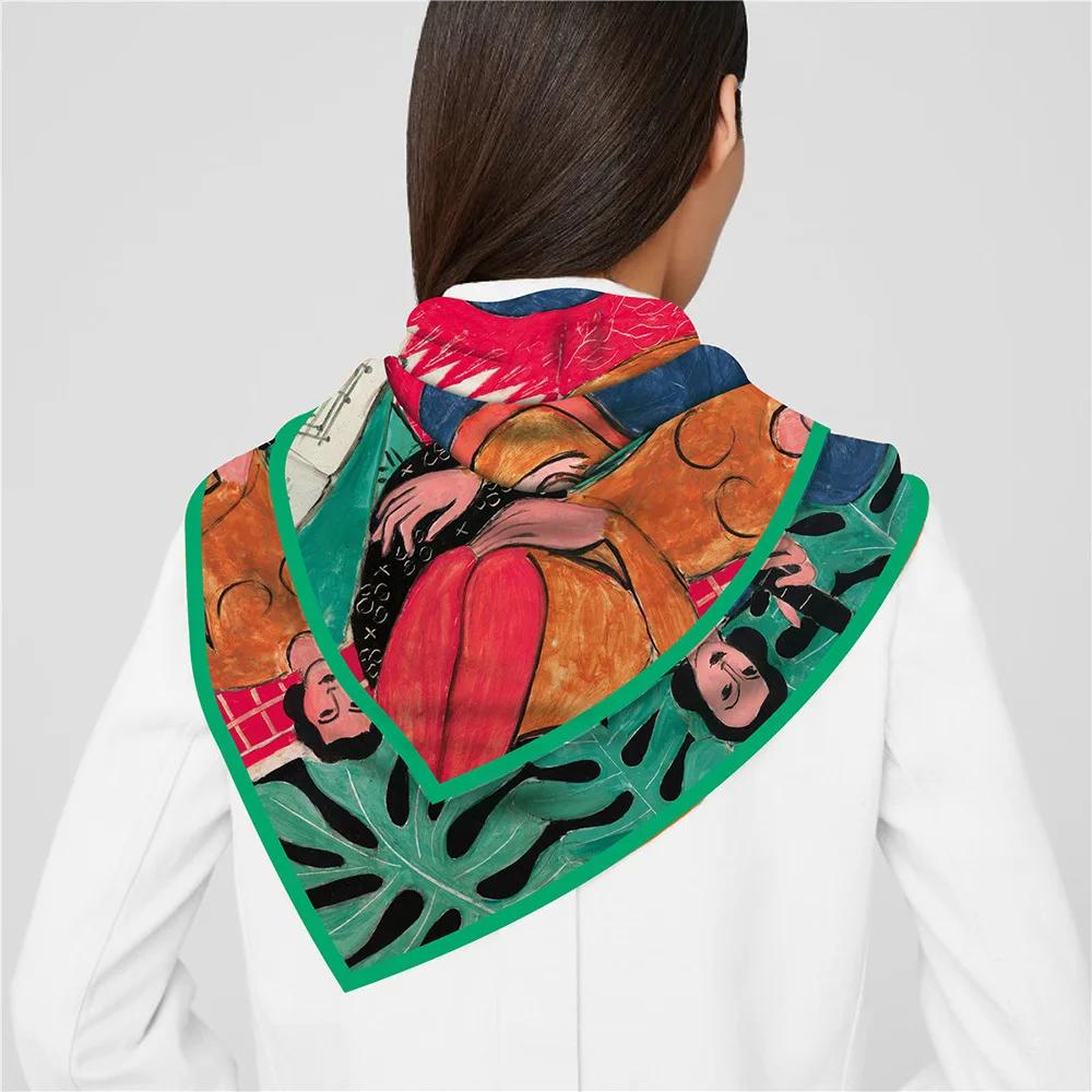 Yto Scarf Women's French 90Cm Matisse Oil Painting Music Fashion Shawl Large Square Scarf Headscarf Scarf Decorative Painting 90Cm