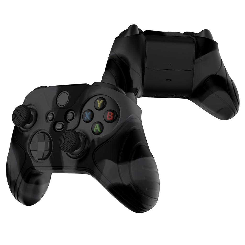 eXtremeRate PlayVital Samurai Edition Silicone Cover Skin for Xbox Series with Black Thumb Grip Soft Rubber Case Protector for Xbox Core Wireless