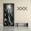 2pcs Peacock Opening Screen Waterfall Landscape Wall Stickers, Living Room Entrance Decoration Stickers, Self Adhesive Removable