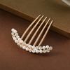 Elegant Faux Pearls Rhinestone Hair Comb Simple Women Bride Golden Simple Decor Hair Stick Wedding Birthday Hair Accessories