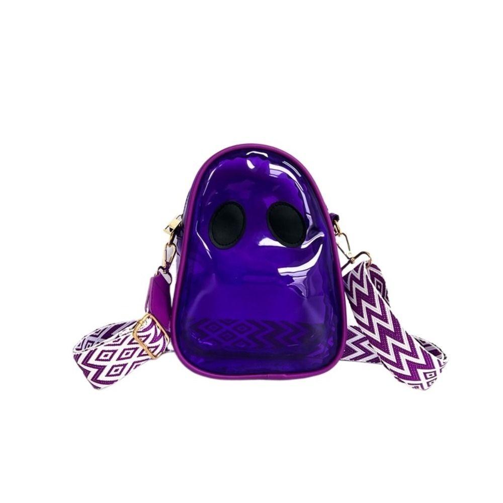 Transparent Halloween Crossbody Bag PVC Mobile Phone Bag Funny Ghost Shoulder Bag Student фиолетовый