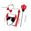 Cartoon Devil Horn Shape Hair Hoop Plush Carnivals Party Headpiece Colorful Cosplay Party Tail&Bowties Props Unisex