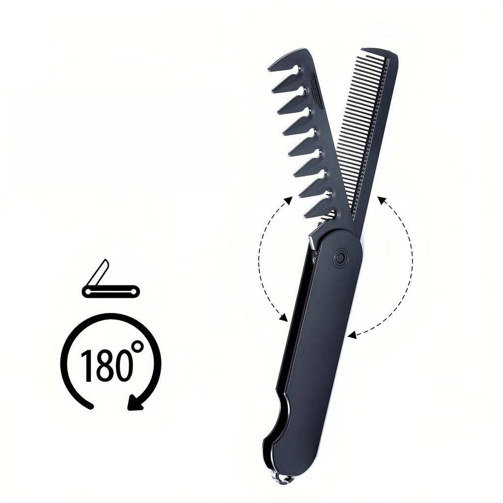 Professional 3 In 1 Pocket Folding Combs Wide Tooth Oil Head Comb Beard Combing Barber Hair Clipper Comb Salon Hair Styling Tool Double-sided Comb
