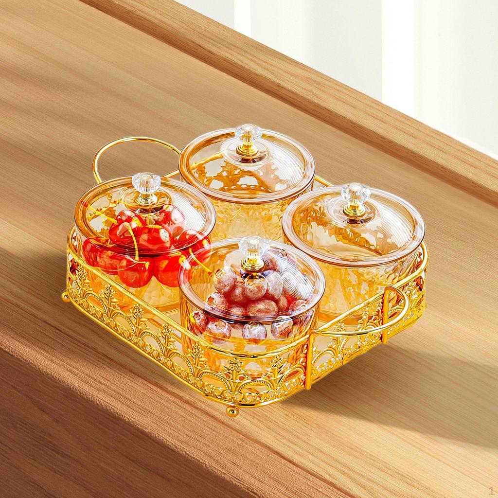 Dried Fruit Plate Appetizer Serving Tray with Stand Multipurpose Nordic Candy Nuts Dish Lid for