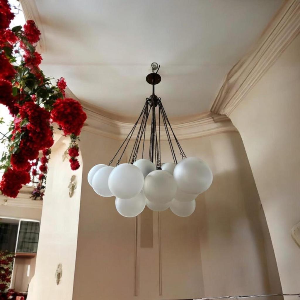 Cloud Pendant Light Frosted Glass Bubble Chandelier Modern Ceiling Lamp Extra Large Lighting Fixture for Bedroom, Living Room, Dining Room