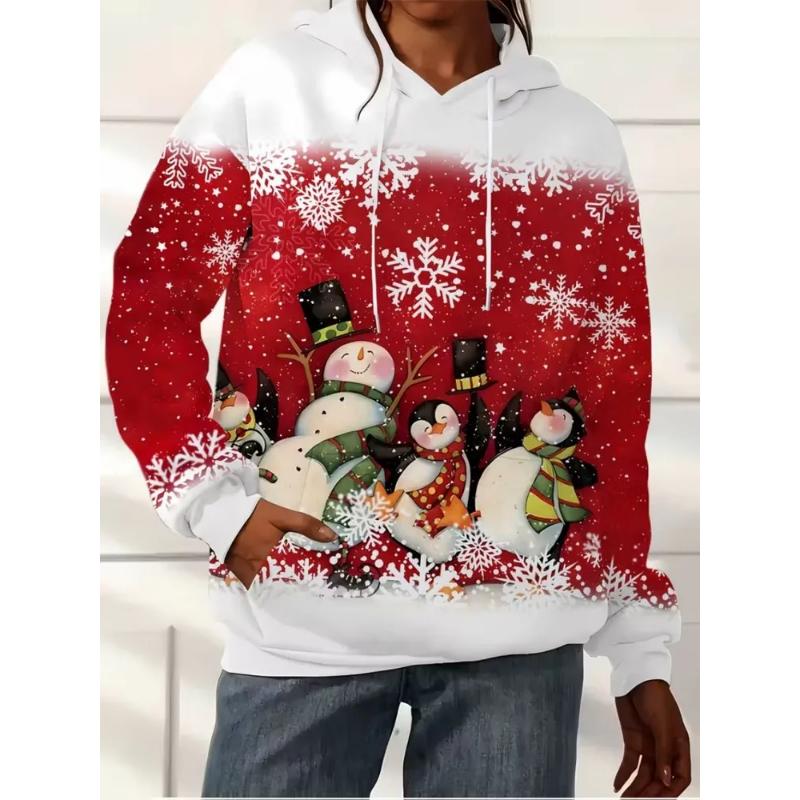 Fashion Women's Hooded Sweater 3D Casual Color Printing Casual Long Sleeve Sweater