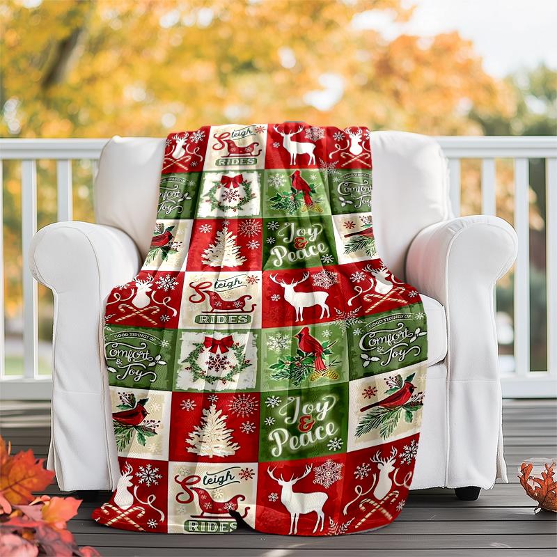 Christmas Theme Printed Blanket - Perfect for Couch, Bed, Travel & Outdoor Use | Machine Washable, Cozy & Durable.
