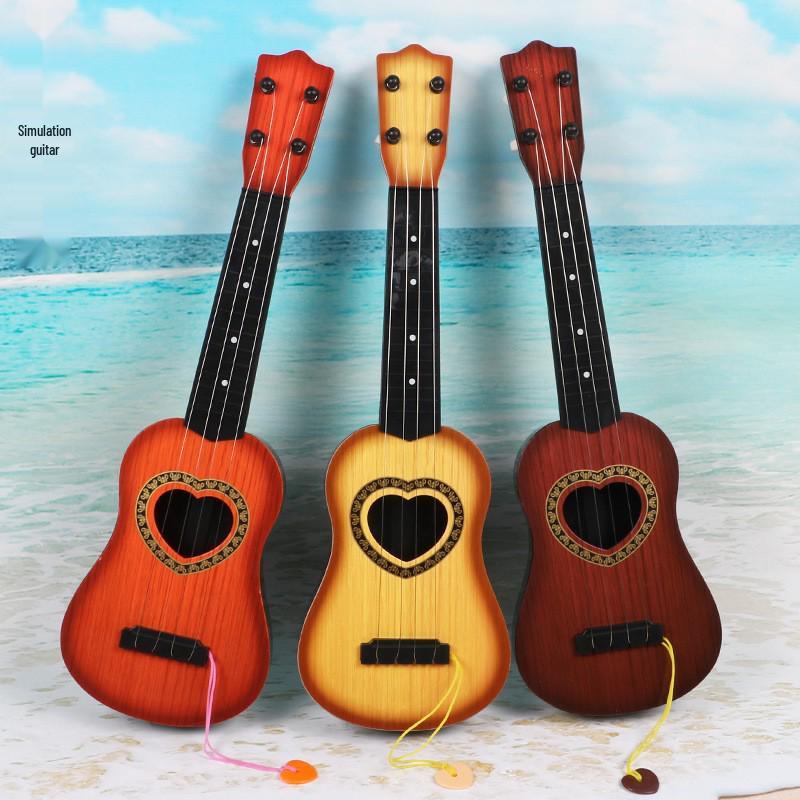 

Popular Children s Four-String Wood Grain Simulated Plastic Guitar - Educational Toy