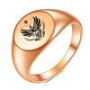 Stainless Steel Mirror Finish 12MM 18K Gold Engraved Phoenix Women's Ring