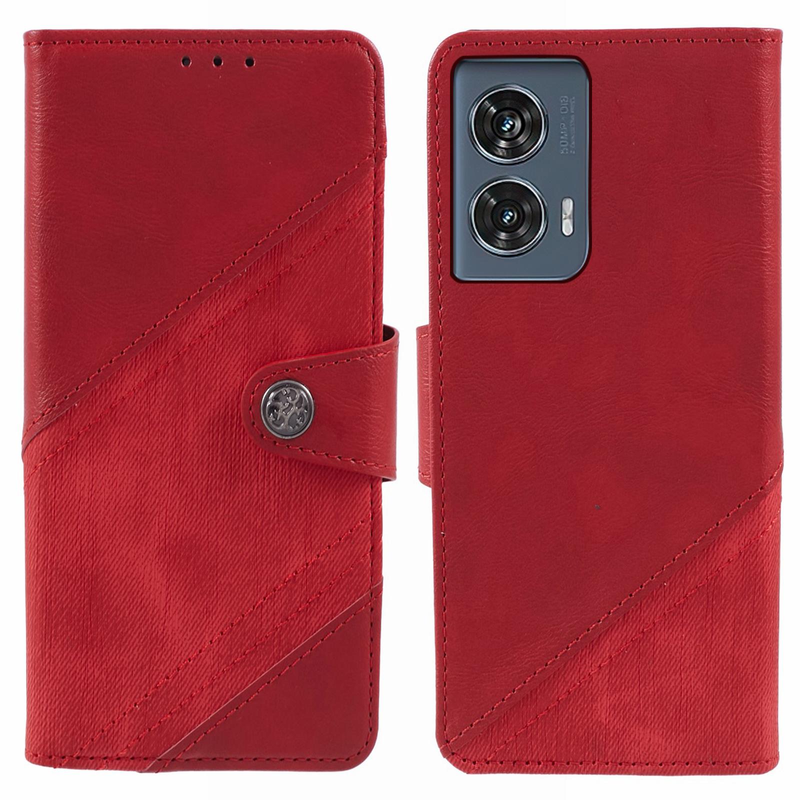 

Для Motorola Edge 50 Fusion Чехол Сплетенный из ПУ кожи Кошелек Чехол для телефона с подставкой Red