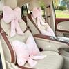 Soft Car Neck Pillow Lumbar Support Plush Bow Car Headrest Pillow Soft Lumbar Support Cushion Comfortable Waist Pillow
