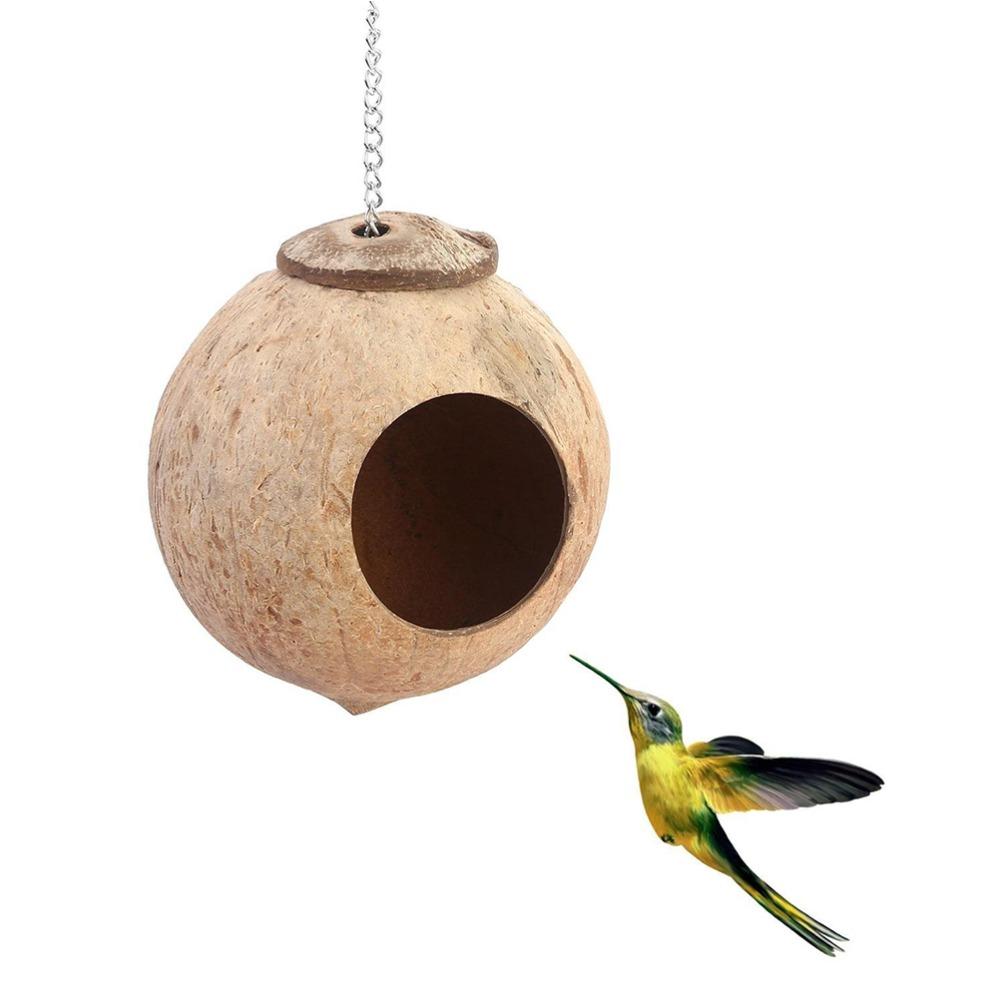 Coconut Shell Coconut Shell Birdhouse Round Entrance 6cm Sanded Finish Pet Hideaway Enclosed Design 12cm Shell Diameter