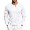 Men S Long Sleeve Henley T Shirt Casual Solid Color