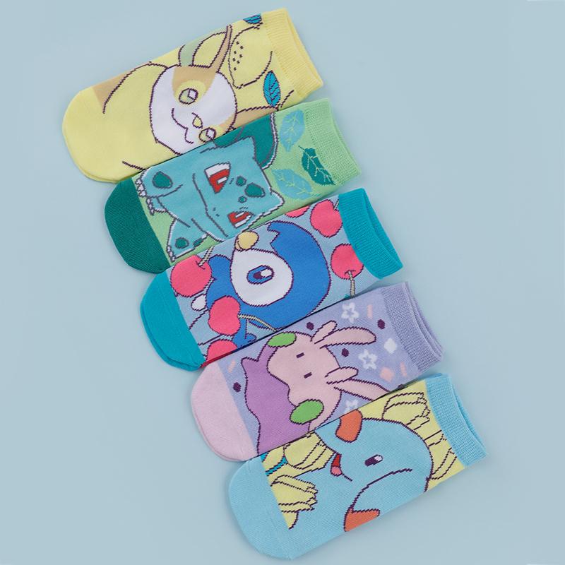 6 Paires de Chaussettes Montantes pour Homme à Motifs Aléatoires Amusants Dessin Animé Anime Pok é mon Confortables et Douces Chaussettes Décontractées pour Couple