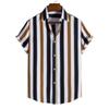 Summer new men's top striped D print men's cardigan lapel