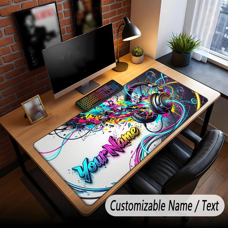 Music DJ Theme Custom Mouse Pad Personalized With Name Text Customized Desk Mat For Office Home Decor