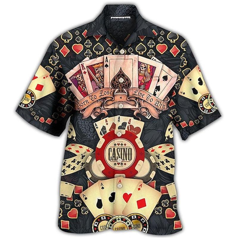 

Men s Casual 3D Shirts Playing Card Printed Fun Shirts Street men s Summer Short Sleeved Clothing Men s Outdoor Clothing S