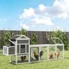 Chicken Coop, Outdoor Wooden, Removable Nesting Tray, Solid Wood, 297.5 x 68 x 118 cm, White