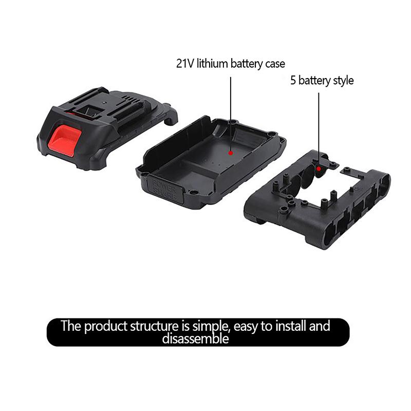 21 V DC Lithium-Batteriegehäuse Lithium-Ionen-Batterie Ladeschutzplatine 5 Batterien Gehäusehalterung