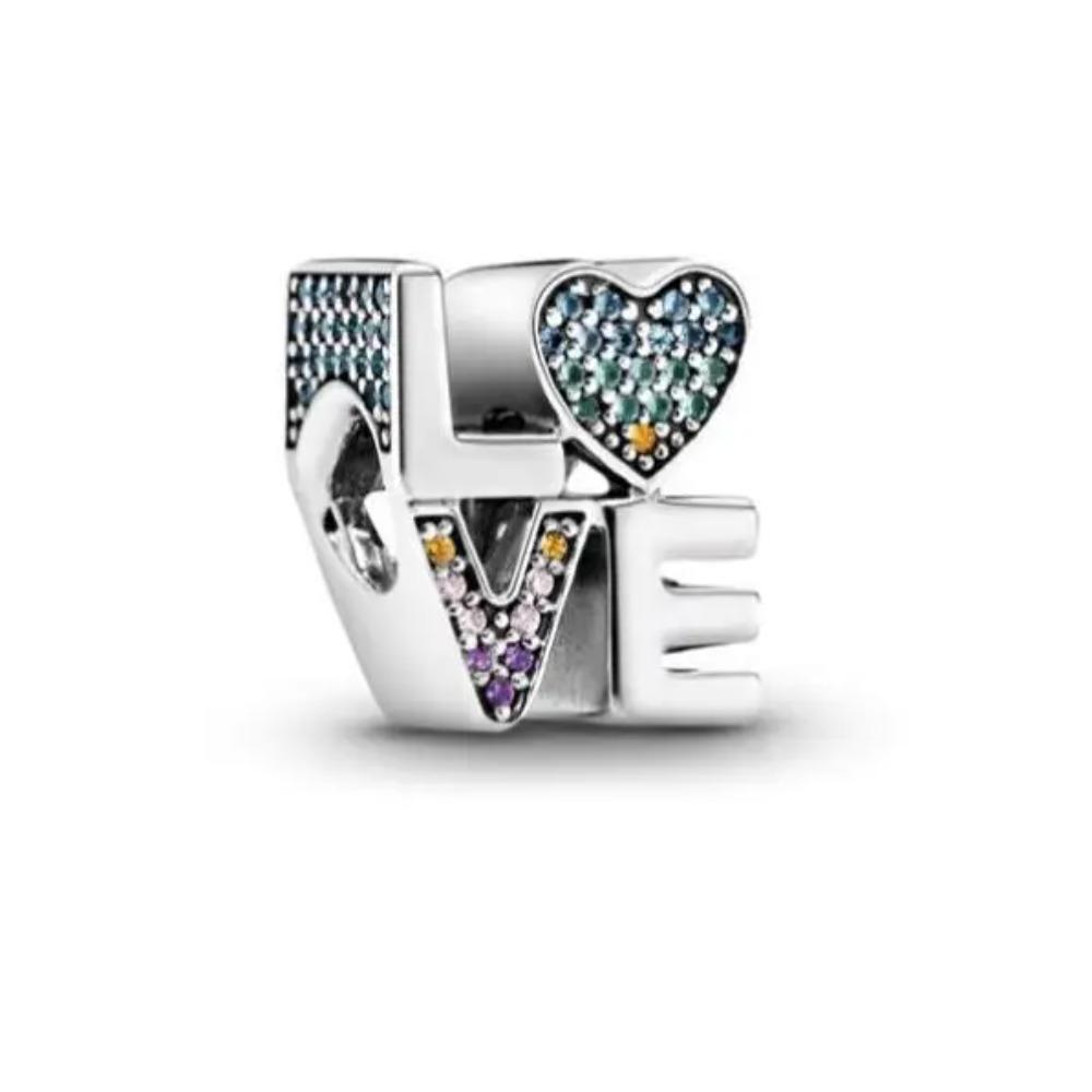 NEW 925 Silver Charm Fit Original Bracelet Accessories Women Jewelry Love Series Cupid Pink Heart Rose