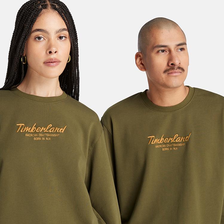 Timberland Casual Terry Crewneck Sweatshirt Unisex Sweatshirt Dark-Olive-Green A6K5D-302