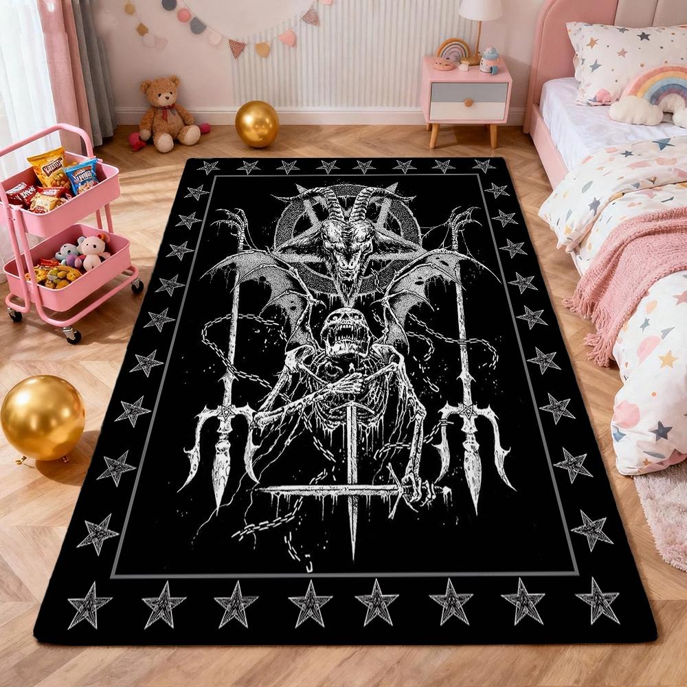 Five Elements Pentacle Double Moons Rectangular Rug Soft Texture Nonslip Carpet For Kids Bedroom Play Area Home Party Decor Holiday Gift