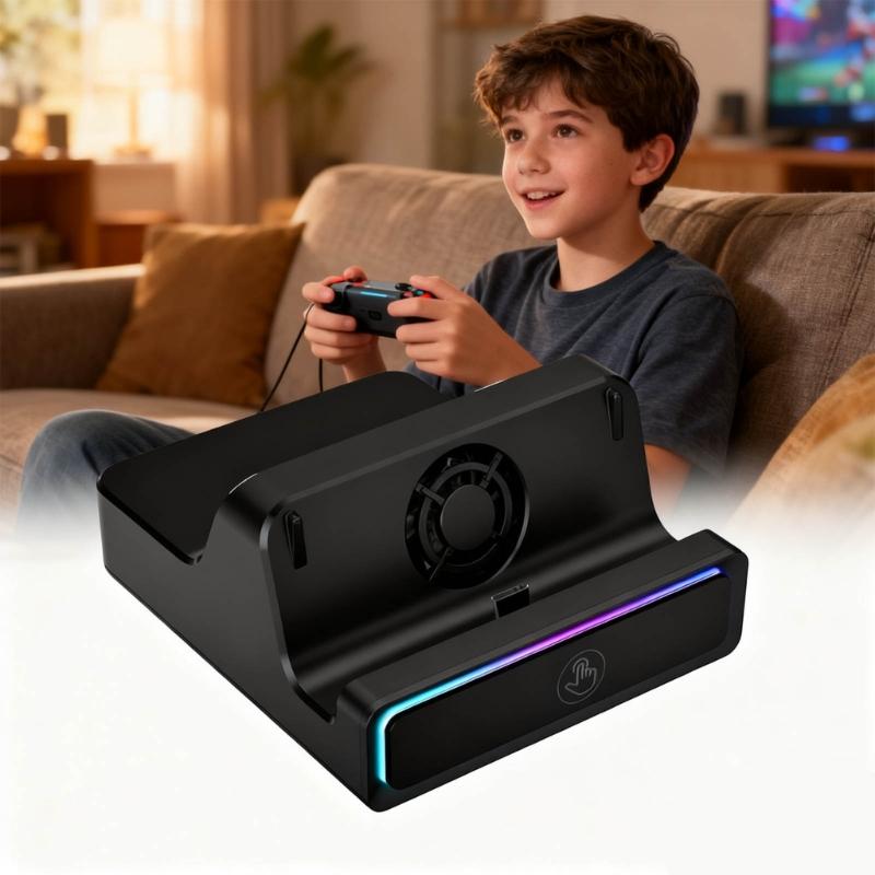 3 Port Adapter Docking Station for Game Consoles with Cooling System Stable Base Plugs Play Functionality