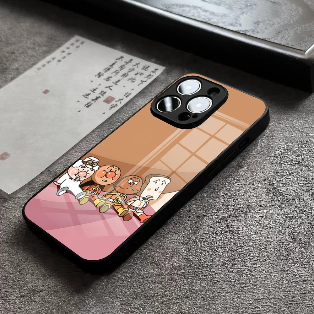 Cartoon Cute Anpanman Phone Case For IPhone 15 Pro Max 14 Pro 12 11 13 Mini X XR XS 16 Plus SE Tempered Glass Back Cover