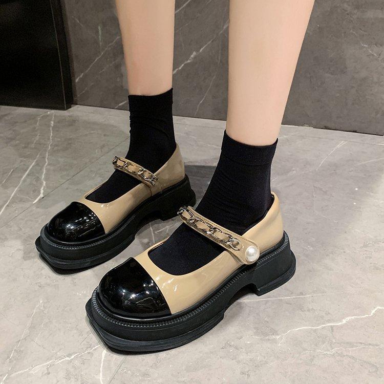 Not tired feet soft-soled Mary Jane single shoes women's new thick-soled small leather shoes thick-heeled versatile single shoes