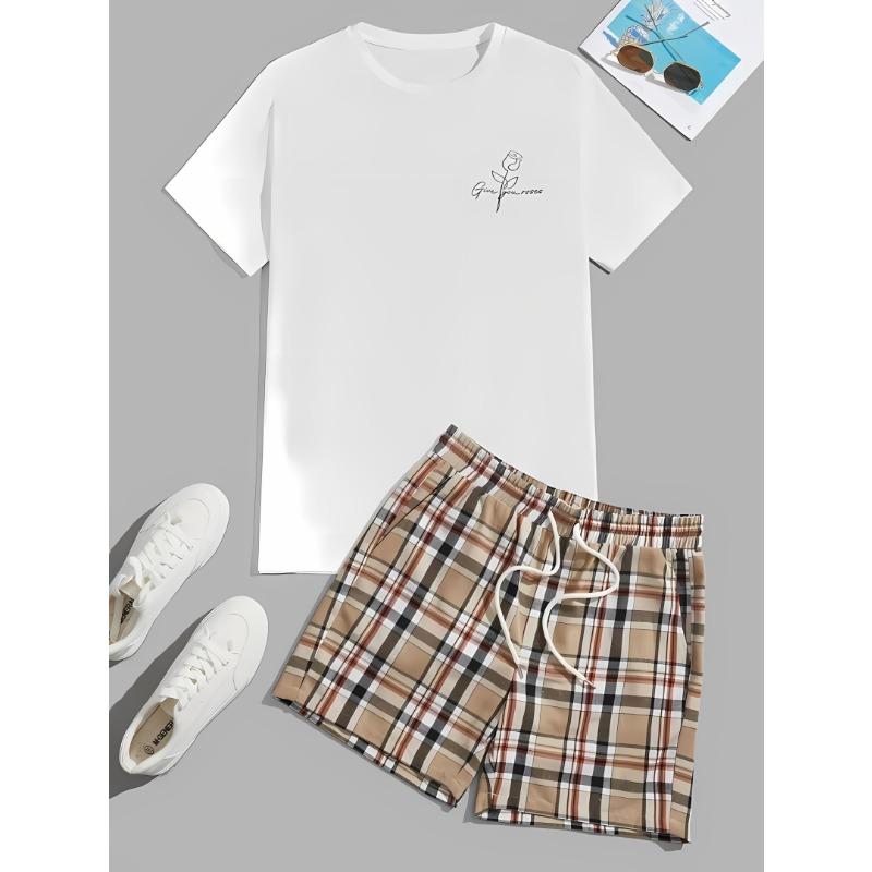 Men's 3D printed fashionable T-shirt+shorts set, men's fun pattern short sleeved shorts
