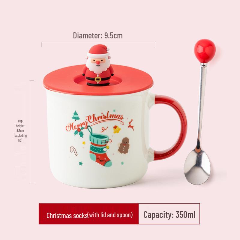 Personalized Christmas Ceramic Mug with Lid and Spoon - Creative Cartoon Design, Perfect for Halloween Gifts