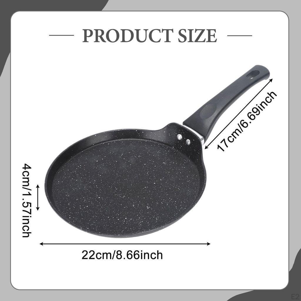 Flat Frying Pan Nonstick Cookware Even Heating Eggs Vegetables Griddle Round Skillet for Kitchen