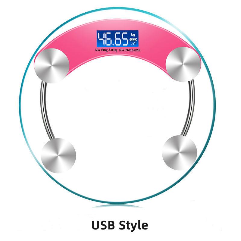 Transparente runde Waage, digitale Waage, elektronische Waage, intelligente LCD-Badezimmerwaage, Balança 180 kg Körperbodenwaage