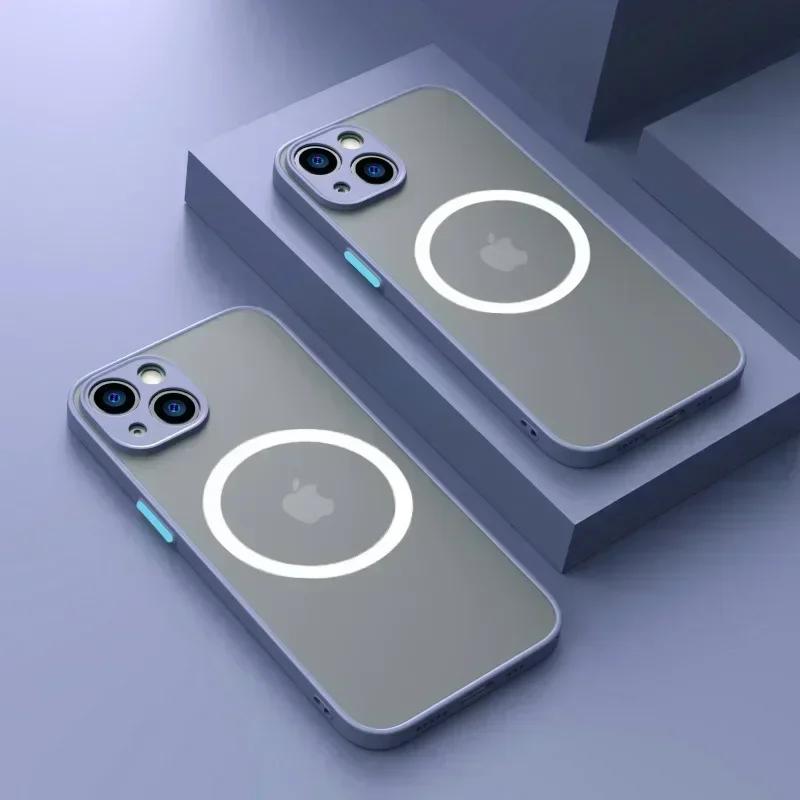 For For Iphone 16 15 14 13 12 11 Pro Max Plus Mini X XS Case Wireless Charge Magnetic For Magsafe Skin Matte Back Cover Shell Fundas