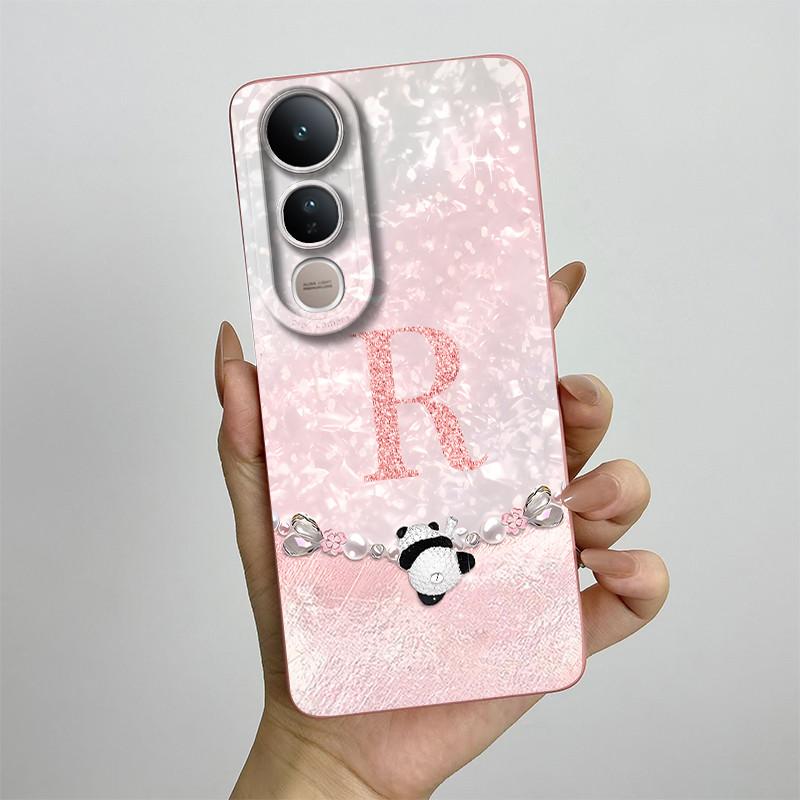 For Vivo V50 Lite Case V2441 Fashion Crown Letters Phone Shell Soft Liquid Silicone Back Cover Full Protection Shockproof Bumper